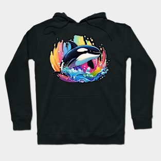 happy orca whale cartoon, kids design Hoodie